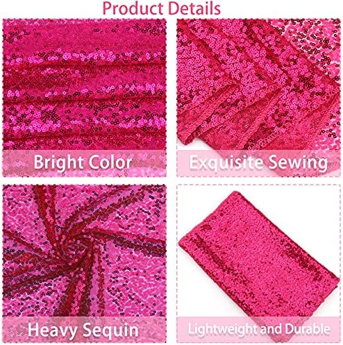 12 Packs Sequin Table Runner Hot Pink 12 X 108 Inch Glitter Dining Table Runner for Birthday Wedding Engagement Bridal Baby Shower Bachelorette Holiday Celebration Party Supplies Decorations - Image 4