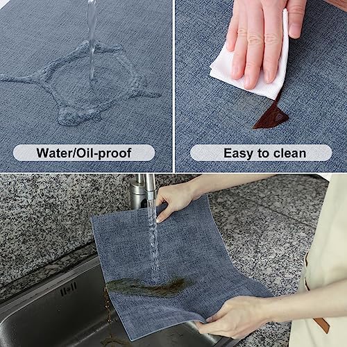 Homaxy PU Faux Leather Placemats for Dining Table, Set of 12, Blue - Image 4