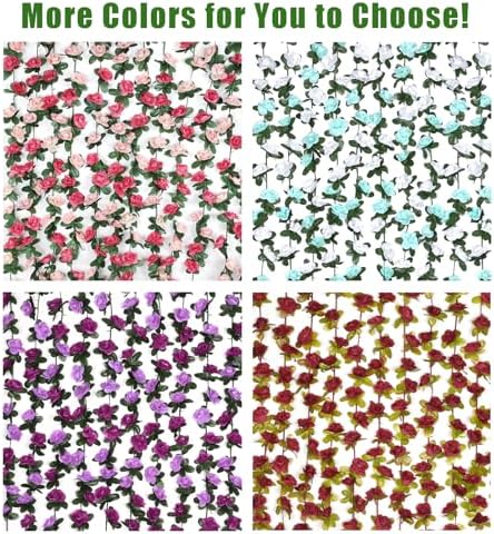 BLEUM CADE 12Pcs 16.4Ft Fake Flower Garland Artificial Rose Vines - Image 7
