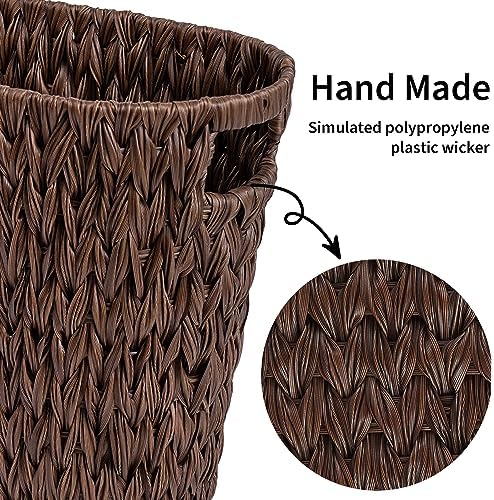 GRANNY SAYS Bedroom Trash Can, Wicker Waste Basket for Bathroom, Brown - Image 5