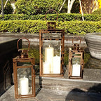 TRIROCKS Set of 3 Stainless Steel Candle Lantern 19/15/12'' High Metal Candle Holder with Tempered Glass Panels Perfect for Home Decor Living Room Parties Events Tabletop Indoors Outdoors (Rose Gold) - Image 5