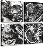 DJSYLIFE Black and White Vintage Motorcycle Wall Art 12" x 12" by DJSYLIFE