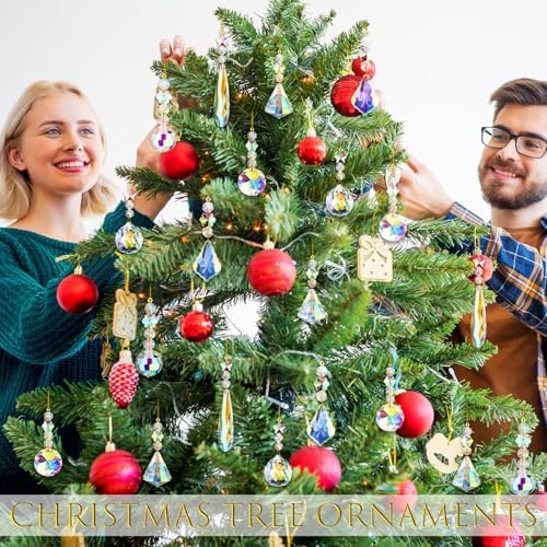 Landical 24 Pcs Crystal Christmas Ornaments Hanging,AB Color - Image 5