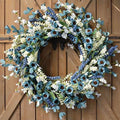 22 Inch Spring Wreath Blue with Green Leaves Wreaths Blue Daisy Artificial Grains White Flower Wreath for Front Door Wreaths, Summer Farmhouse Decor Indoor&Outdoor Wedding Wall Home by Bibelot