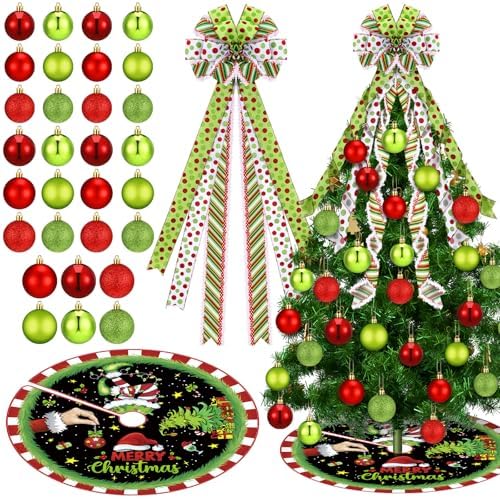 Gejoy 32 Pcs Red and Lime Green Christmas Tree Decoration Set by Unknown