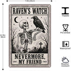 Vintage Metal Tin Sign Halloween Skeleton Raven Graveyard Gothic Wall Art for Home Bar 12×16 Inches with Metal Frame - Image 7