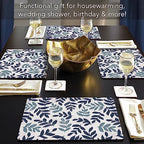 CounterArt Blue Leaf Floral Boxed Set of 4 Premium Hardboard Placemats - Image 2