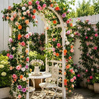 71in Artificial Rose Vine Silk Flower Garland Wedding Garden Decor(White) - Image 6