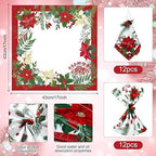 Nitial 24 Pcs Poinsettia Christmas Cloth Napkins Washable Dinner,Christmas - Image 2