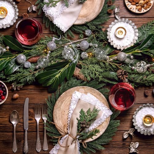 Christmas Round Placemat Set of 6 Artificial Norfolk Wreath Charger - Image 5
