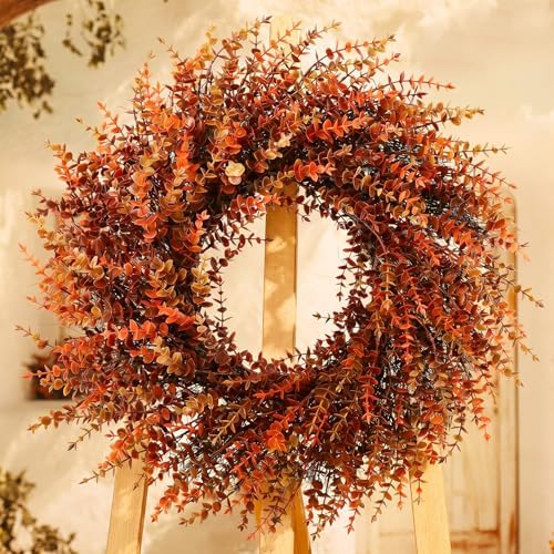 28" Fall Gradient Eucalyptus Wreaths for Front Door,Fall Decorations by Wanfifi