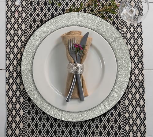 Lightnpro Handmade Beaded Placemats Set of 4 – 13" Round Silver Charger Mats, Handcrafted Artisan Table Accessories, Elegant Decorative Dining Table Décor for Weddings, Celebrations & Home Gatherings - Image 5