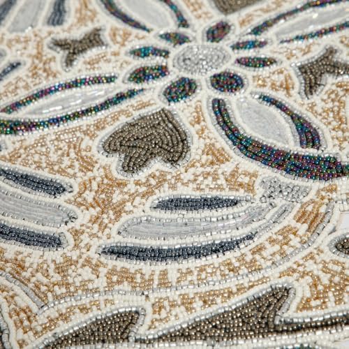 Hand Beaded Ivory Gold Table Runner 13x36Dining Décor - Image 5