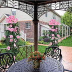 RECUTMS 4Pcs Artificial Pink Rose Hanging Plants Silk Ivy Garland Outdoors - Image 6