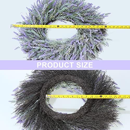 24 Inch Spring Wreaths for Front Door, Artificial Lavender Wreath with Welcome Sign and Hanger, Purple, for Spring, Summer, Autumn, Winter, Indoors, Outdoors, Corridors, Offices - Image 5