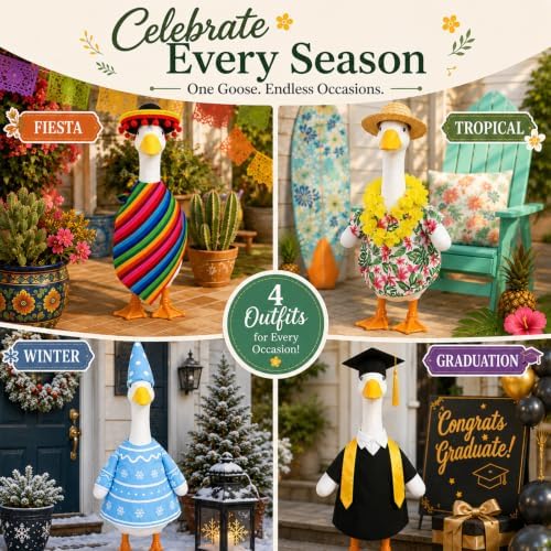 4 Pack Porch Goose Outfits, Seasonal Clothes for 23 Inch Goose Statue - Image 4