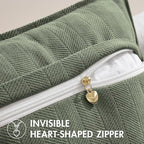 MIULEE Pack of 2 Army Green Euro Shams Chenille Pillow Covers 22x22 Inch - Image 3