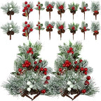 48 Pcs Christmas Floral Picks and Sprays Cone Berry Stems for Craft, Lovely by Panelee