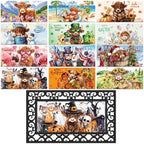 Nuanchu 12 Pack Seasonal Doormat Inserts, 10x22 in, Interchangeable, Cow by Nuanchu