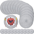 Buryeah 24 Pieces 13 Inch Christmas Round Placemats Circle Woven Place Mats Boho Decor Dining Table Mats Table Scape Hosting Friends for Wedding Birthday Dinner Parties (Silver) by Buryeah