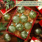 Jenaai 12 Pcs Christmas Lime Green Glass Ball Ornaments, Tree Decoration - Image 3