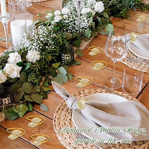 Hotop Gold Napkin Rings Gold Table Decoration, Leaves Napkin Rings,200 Pcs - Image 4