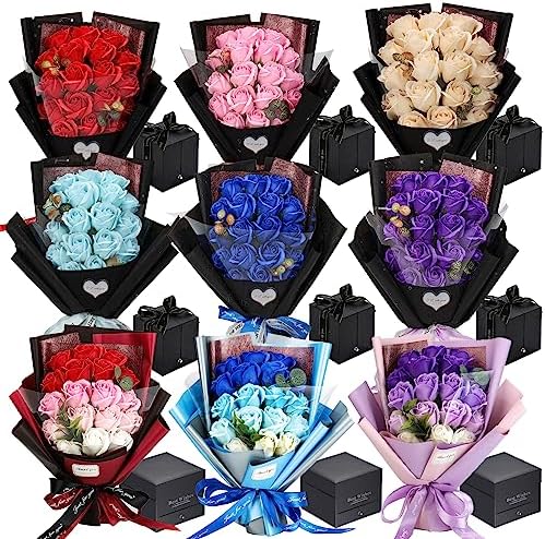 EIGHTOWN Roses Bouquet Artificial Flower - Preserved Red Flowers with Love Necklace for Her - Unique Gifts Valentine's Day, Mother's Day, Thanksgiving, Birthday, Anniversary… (Hotpink) - Image 7