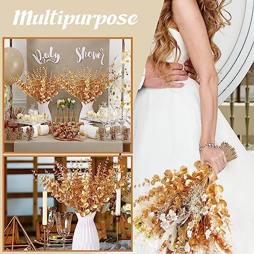 Giegxin 200pcs Artificial Eucalyptus Plant, 15in Gold, for Home Decor, Wedding Centerpiece - Image 6