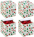 VENO 4 Pack Christmas Ornament Storage Box, Holiday Ornament Organizer with Adjustable Dividers, Sturdy Storage Containers for 64 Ornaments, Zippered Lid & Handles, 3" Cube (Jingle Mix) by Veno