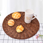 PRETYZOOM 2 pcs Woven Placemat 14.96 inch Round Non Slip Heat Resistant Dining Mat Reusable Wear Resistant Table Mat for Kitchen Table Protection Cups Bowls Plates Home Decor - Image 4