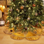 Valery Madelyn Christmas Tree Skirt for Tree Decorations, 48 inch Luxury Sparking Gold Large Xmas Velvet Tree Skirt with Starshaped Sequins Pattern & Ruffle Trim for Chritmas Decor - Image 3