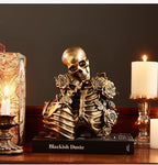 Skull Decor Halloween Decoration: Skeleton Couple Figurines Resin Gothic Statues Vintage Home Decor for Shelf Table Mantel Collectible Wedding Gift (B-Small) - Image 5