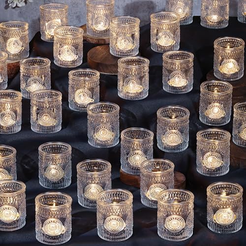 Clear Votive Candle Holders Set of 48- Glass Tealight Candle Holders Bulk by DARJEN