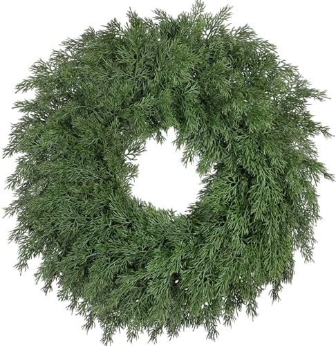 26 Inch Christmas Wreaths for Front Door Realistic Large Winter Greenery Pine Cedar Wreaths for Windows Xmas Holiday Home Table Mantle Yard Farmhouse Wall Door Porch Hanging Decor Outdoor Indoor by HomeDecor