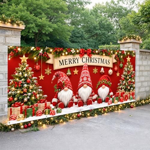 7x16FT Merry Chrismas Garage Door Banner Gingerbread Deer Snowman Santa Claus Winter Happy New Year Garage Door Cover Decoration for Chrismas Outdoor Decoration - Image 6