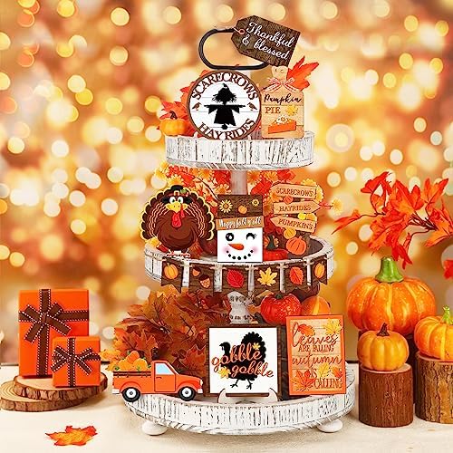 14 Pcs Halloween Tiered Tray Decor Set, Gnome Wood Table Signs (Basic) - Image 2