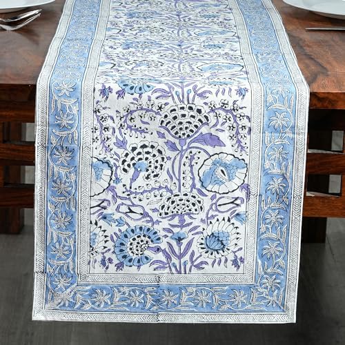 CPC Indigo Blue Block Print Cotton Table Runner 16x90 Inch Long Runner - Image 3