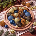 Lunmon 72 Pcs Christmas Ball Ornaments Bulk Navy Blue Coffee Brown Gold Copper Tree Ornament 1.57/1.97/2.36 Inch Shatterproof Matte Glitter Xmas Bauble Assorted Christmas Decor for Xmas Tree Home - Image 5