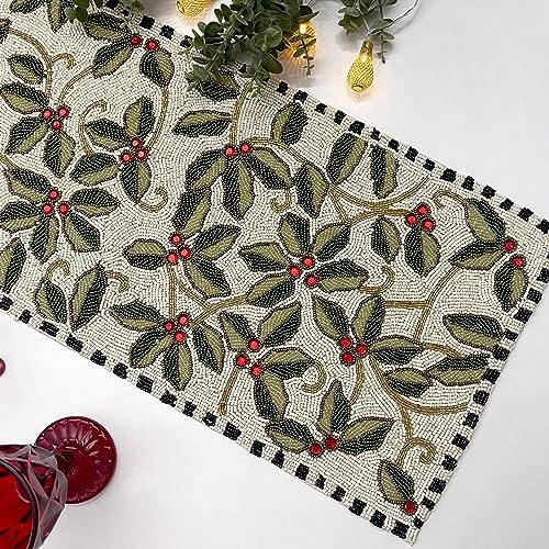 Enliven Handmade Beaded Table Runner, 13x36 Inches Lightweight Decorative Table Runner, Perfect for Dining/Wedding/Party/Everyday Use & Easy to Clean, Elegant Floral Beaded Runner (Multicolor) by Enliven