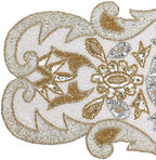 Hand Beaded Silver Gold Ivory Runner 13x36 Holiday Décor - Image 7