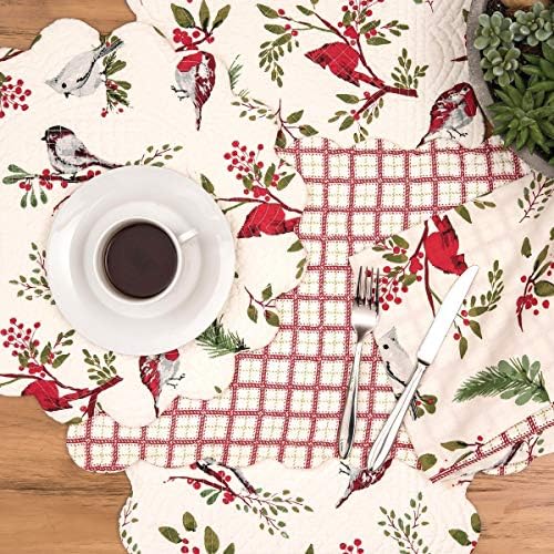 C&F Home Sprig Chickadees & Red Cardinals Birds 100% Cotton Quilted Christmas Table Runner Xmas 14" x 51" Festive Winter Holidays Home Kitchen Dining Dinner Table Tabletop Machine Washable Scalloped - Image 4