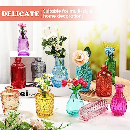 Dandat 24 Pieces Small Colored Vase Bulk 12 Style Decorative Bud Vase - Image 3