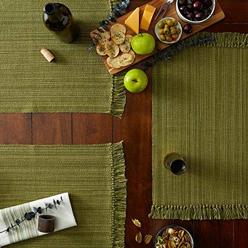 DII Variegated Tabletop Collection, Placemat Set3x19, Olive Green, 6 Piece - Image 4