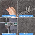 CYhom Clothes Storage Bins Box - Linen Fabric Foldable Stackable Container Organizer Set with Clear Window & Carry Handles & Metal Frame (Dark Gray, Medium-36L) - Image 4