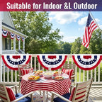 3x6Ft American Flag Bunting for Outside - 4th of July Decorations Outdoor USA Patriotic Pleated Half Fan Bunting Flag for Porch Banner Decor 4 pack - Image 6