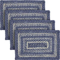 VHC Brands Farmhouse Great Falls Blue Table Placemat Blue White Jute Blend Rectangle Set of 4 10x15 Inches by VHCBrands