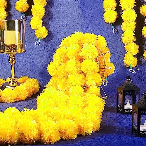 Giegxin 15 Pack 5ft Marigold Garland for Decor, Yellow - Image 5