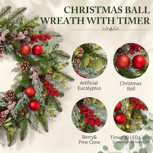 24 Inch Christmas Wreaths for Front Door-Pine Artificial Christmas Wreath - Image 3