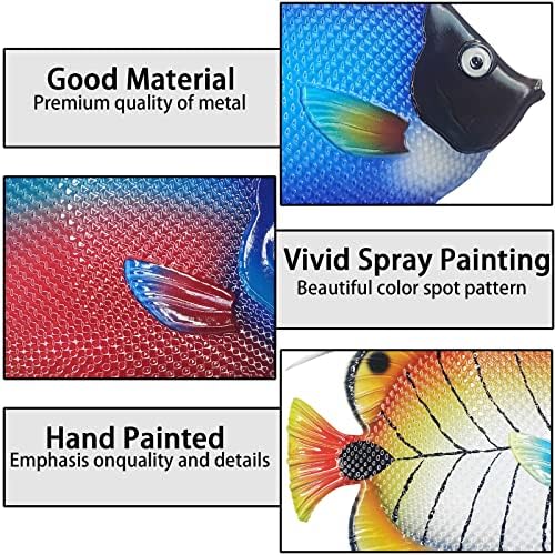 John's Studio Metal Fish Sea Wall Decor Outdoor Garden Hanging Art Sculptures Home Ocean Theme Decorations for Kitchen Bathroom and Pool - 3 PCS - Image 3