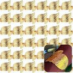 Set of 100 Leaf Napkin Rings Metal Gold Napkin Ring, Napkin Rings Bulk Dinner Banquet Serviette Decor, Dinning Table Setting for Thanksgiving Christmas Halloween Holiday Wedding Party by FCDECOR